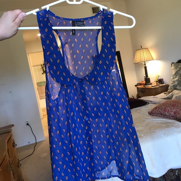 Sheer Cobalt Tank/Blouse - Picture 1 of 8
